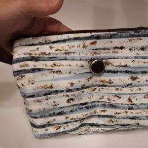 New Clutch Hanging travel make-up bag White Brown Blue Wood Tree Aspen Wristlet